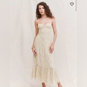Reformation Yellow Floral Midi Dress